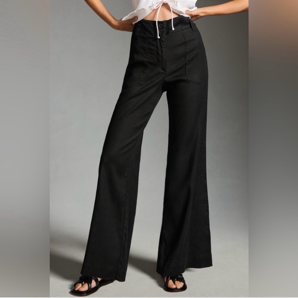 Anthropologie Maeve Black High-Rise Wide Leg Pants